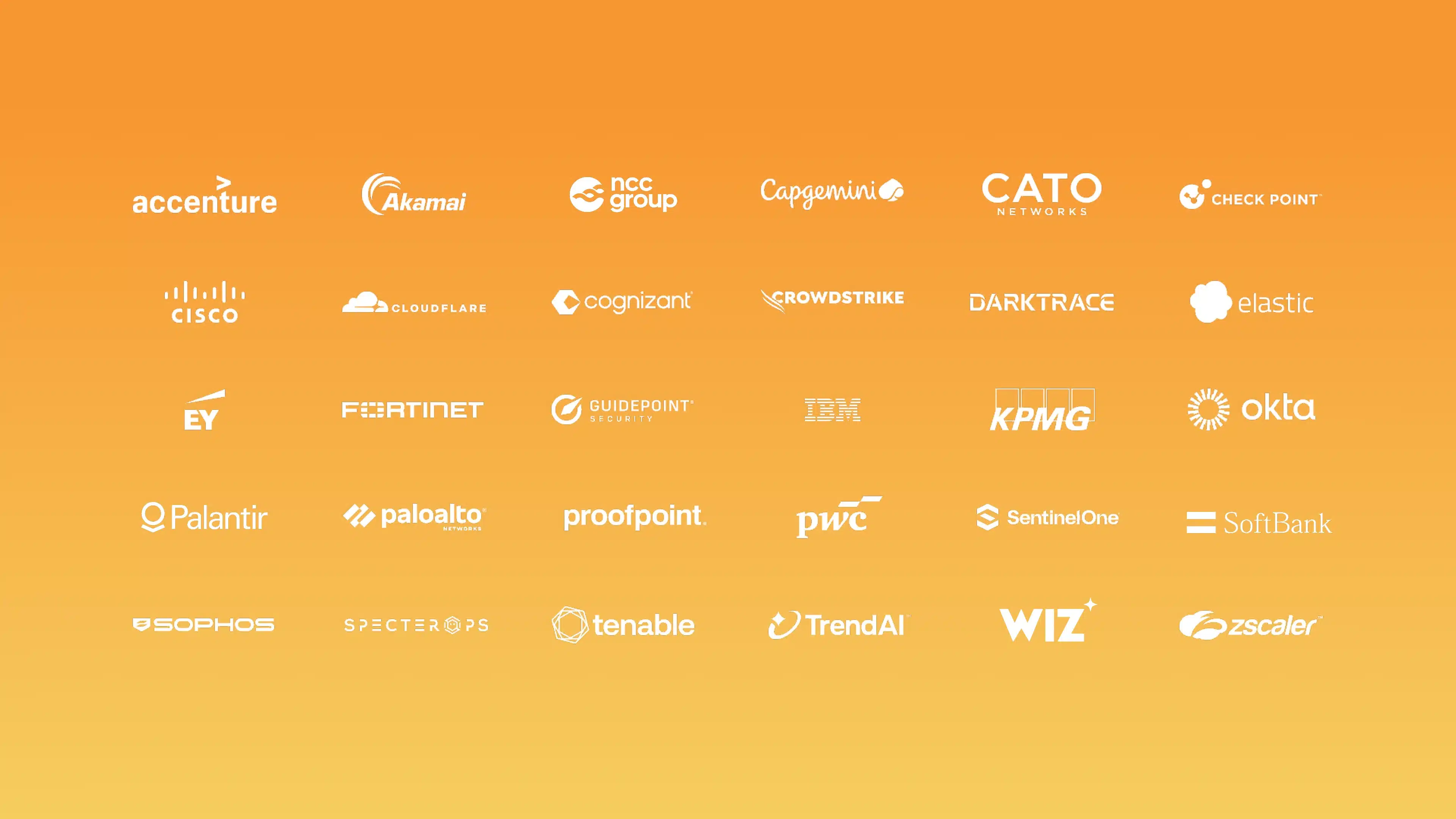 Logotipos de empresas de ciberseguridad como Accenture, IBM, Crowdstrike y Cloudflare