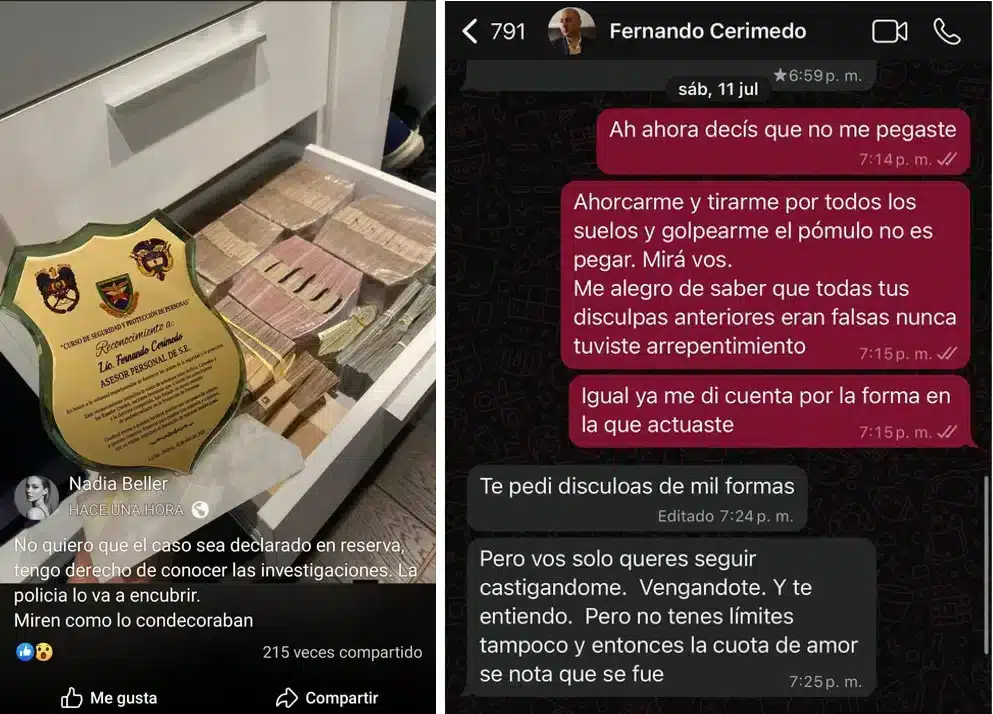 Documentos, billetes y conversación de WhatsApp relacionados con la denuncia de Nadia Beller Delgado