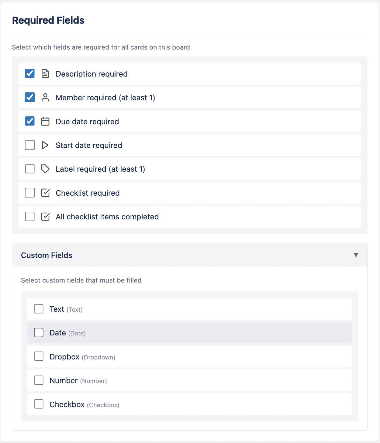 Card Required Fields Power-Up | Trello
