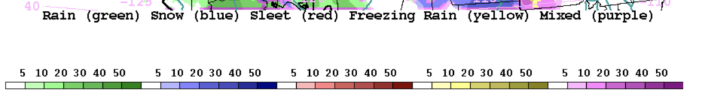 Precipitation Type Scale with Rain, Freezing Rain, Mixed, and Snow