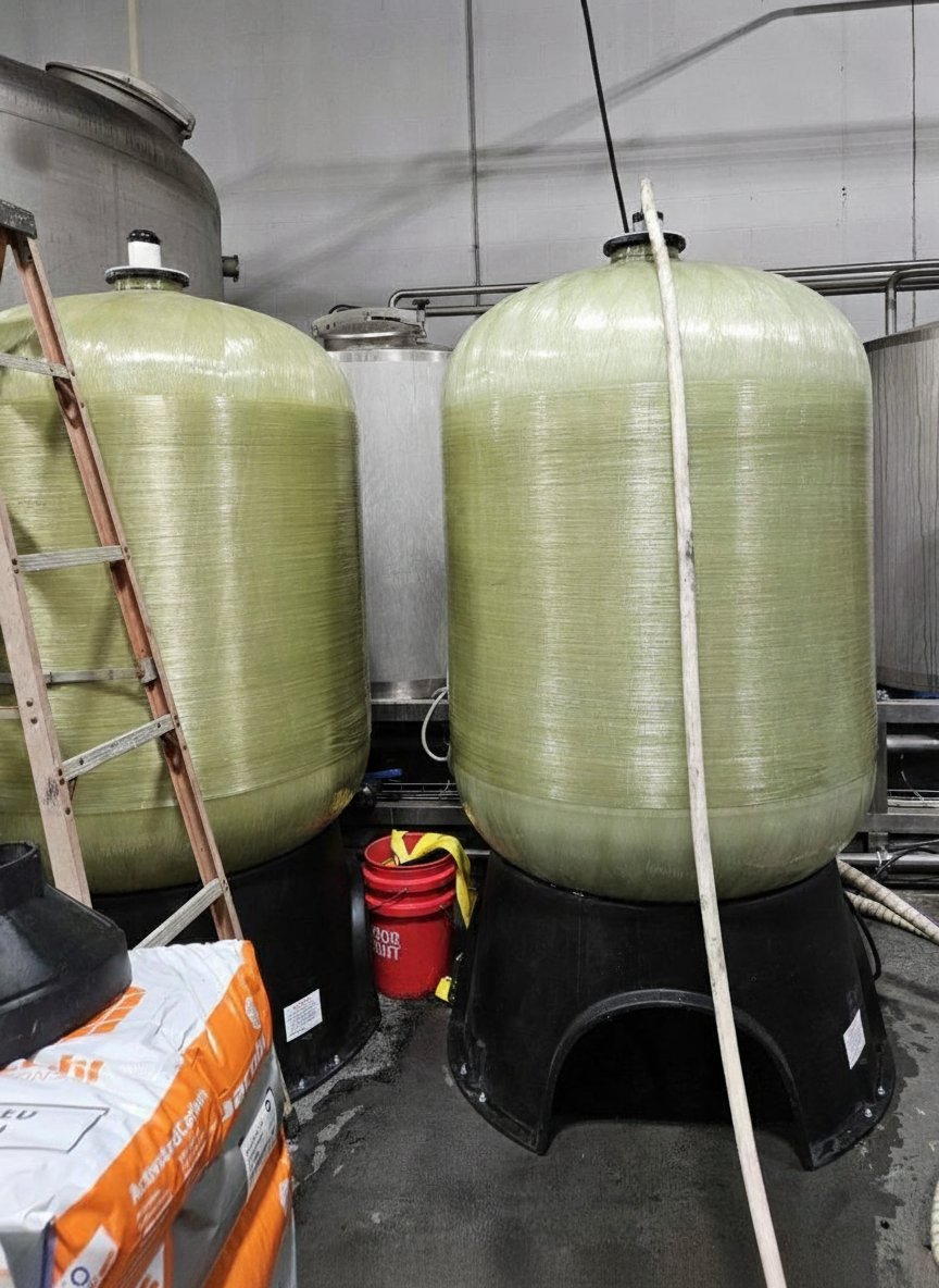 Commercial water softening system protecting industrial equipment