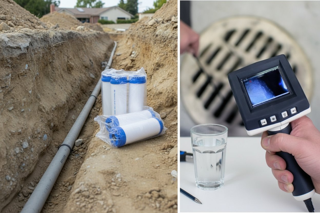 Plumbing pipe installation and leak detection using camera inspection in Agoura Hills.
