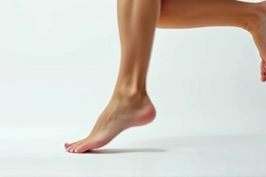 Ankle in motion, suggesting instability and strain.