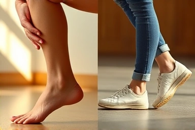 Before and after: ankle pain vs. stable ankle, highlighting recovery.