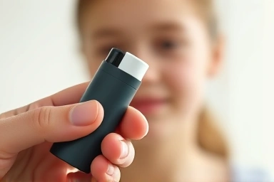 Using an inhaler for quick asthma symptom relief.