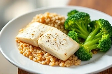 Healthy food for Barrett's esophagus: broccoli, fish, oatmeal.