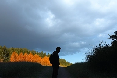 Figure at a crossroads symbolizing burnout recovery