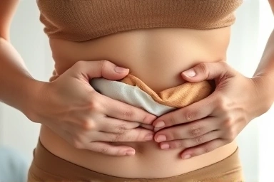 Abdominal massage for bloating relief after medical procedure.