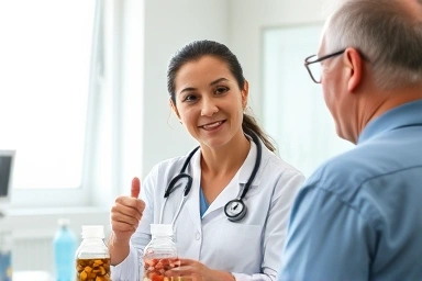 Doctor explaining colonoscopy prep to patient