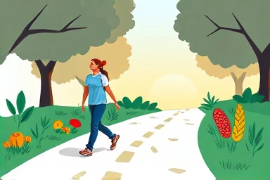 Illustration of healthy lifestyle choices leading to a healthier future.