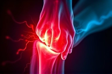 Symbolic representation of gout pain radiating from a joint.