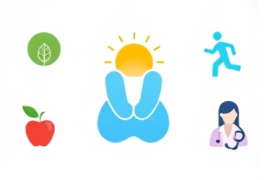 Symbolic representation of thyroid health and management elements.