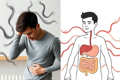 Person experiencing indigestion and headache finding relief.