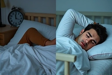 Transformation from restless sleep to deep, peaceful slumber.