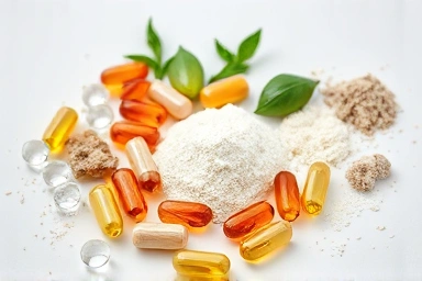 Natural health supplements, capsules, powders, health ingredients.