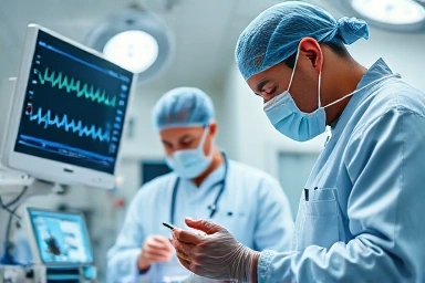 Medical team performing emergency heart procedure with focus and speed.