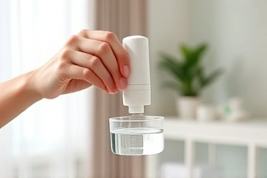 Nebulizer cleaning in a home environment, emphasizing hygiene.