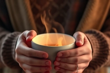 Comforting warmth and grounding through a simple object.