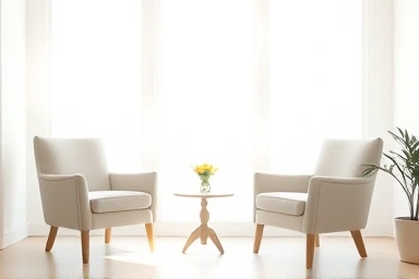 Calm therapy room symbolizing hope and healing.