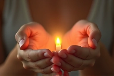 Hands holding a gentle light, symbolizing self-worth.