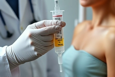 Medical professional administering IV drip with nutrients.