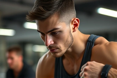 Athlete focused on workout, symbolizing energy and endurance.