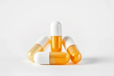 Balanced supplement capsules representing nutrient synergy