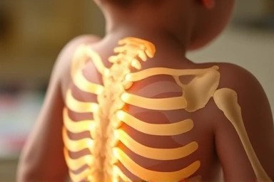Child's growing bones with glowing energy