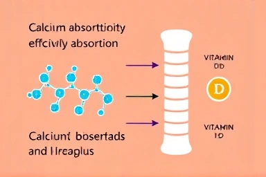 Stylized infographic of calcium absorption process