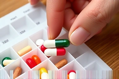 Daily pill organizer for managing medications and supplements.