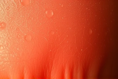 Glowing healthy skin texture with symbolic collagen and elastin.
