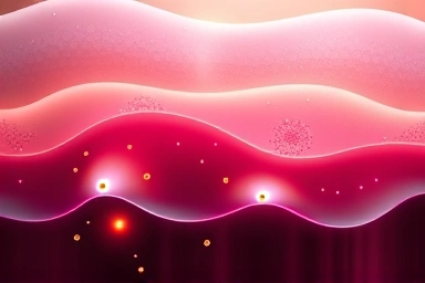 Abstract visualization of peptide absorption into skin layers.