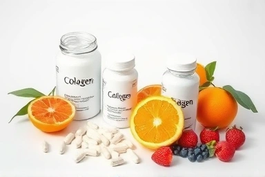 Collagen supplements, Vitamin C, healthy lifestyle, nutritional synergy.