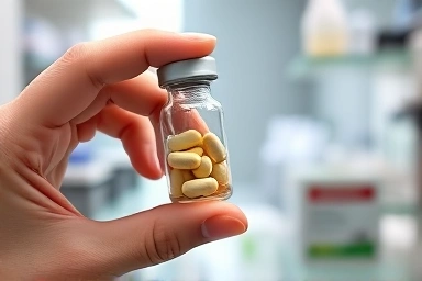 Hand holding personalized nutrient pills