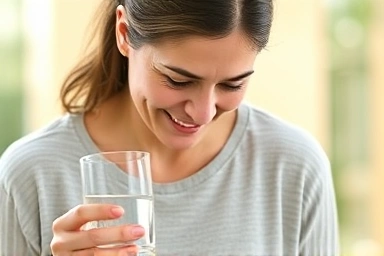 Person feeling relief from digestive discomfort