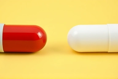 Separated iron and calcium pills indicating proper timing