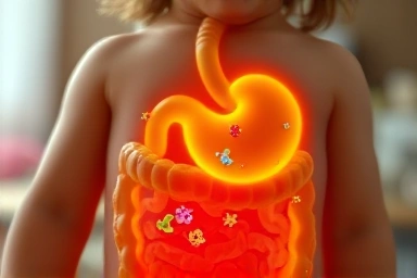 Symbolic representation of child's healthy gut and probiotics