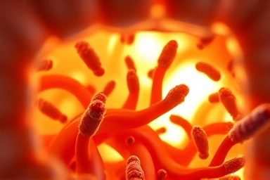 Healthy gut flora with thriving probiotic bacteria