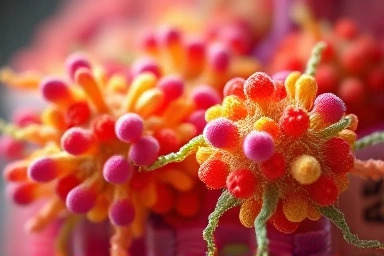 Healthy gut microbiome, diverse bacteria, well-being glow.