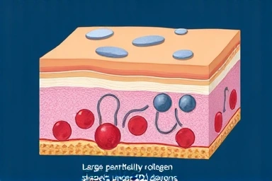 Scientific illustration of collagen absorption rates in skin.