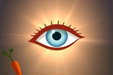 Symbol of healthy eye with subtle nutrient cues