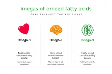 Infographic of balanced Omega fatty acids for health.