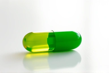 Omega-3 capsule, healthy heart symbol, natural light.