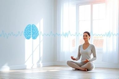 Calm person meditating, brain waves, mental clarity, omega-3 benefits