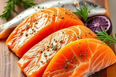 Fresh omega-3 rich fish for heart health.