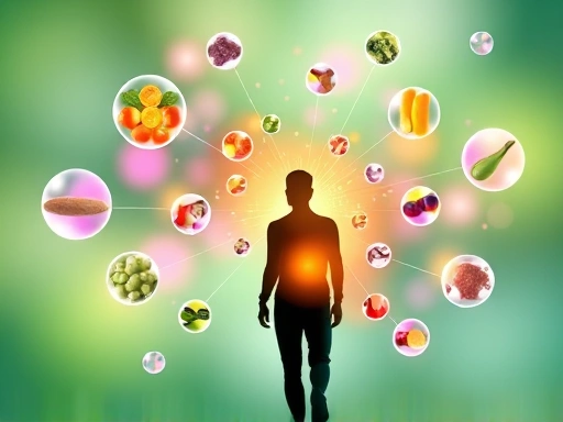 Abstract visualization of personalized health benefits from multivitamins.