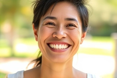 Confident smile, refreshing aura, natural health.