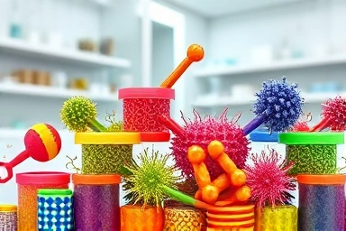 Healthy gut bacteria and probiotics illustration