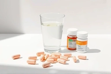 Probiotic capsules and water for gut health