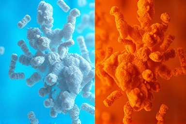Microscopic view of probiotic bacteria under different temperature conditions.